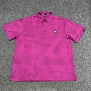 Tattoo Golf Polo Shirt Mens Large Pink Rogue Collection Cool-Stretch Skull Camo